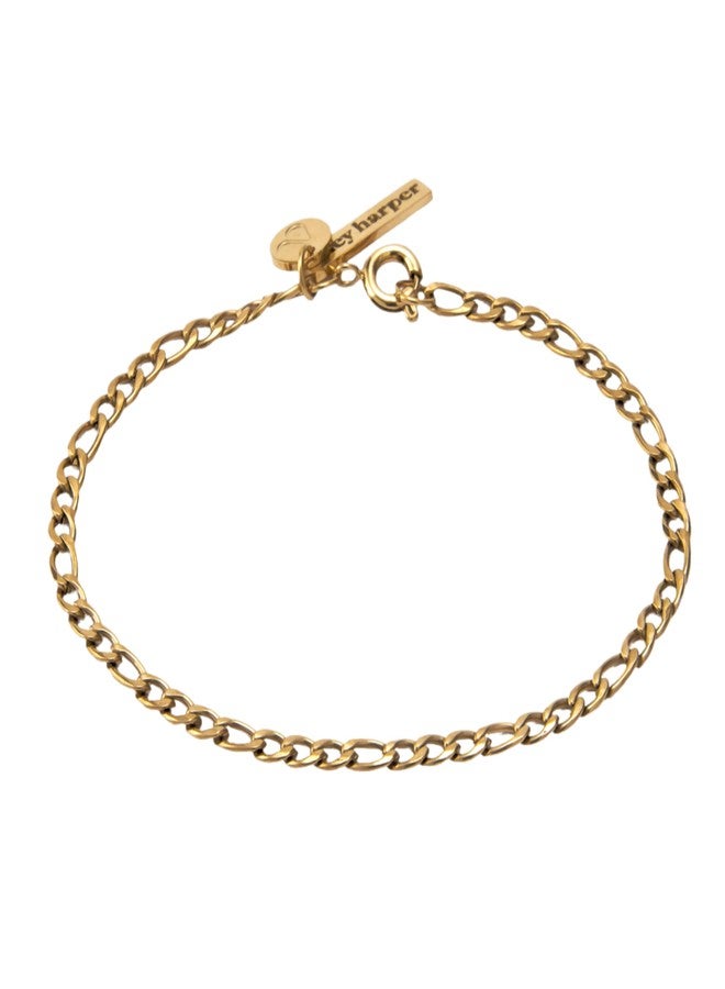 Hey Harper Dainty Gold Bracelet for Women Thin Gili Bracelet - Adjustable, 14k Gold Plated Paperclip Bracelet, Cuban Link, Non Tarnish Stainless Steel Womens Jewelry, Gift for Women (Gold, Medium) - Image 1